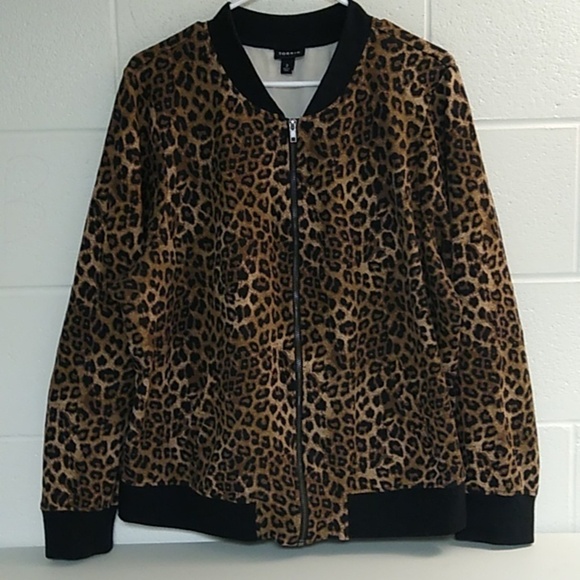 TORRID 3 LEOPARD PRINT, STRETCHY SOFT VERY THICK JERSEY KNIT BOBMBER JACKET - Picture 7 of 9